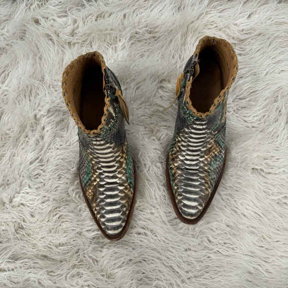 Allens Brand - Dixie Python - Almond Toe - Natural & Turquoise Women’s Size 8 - Picture 3 of 12